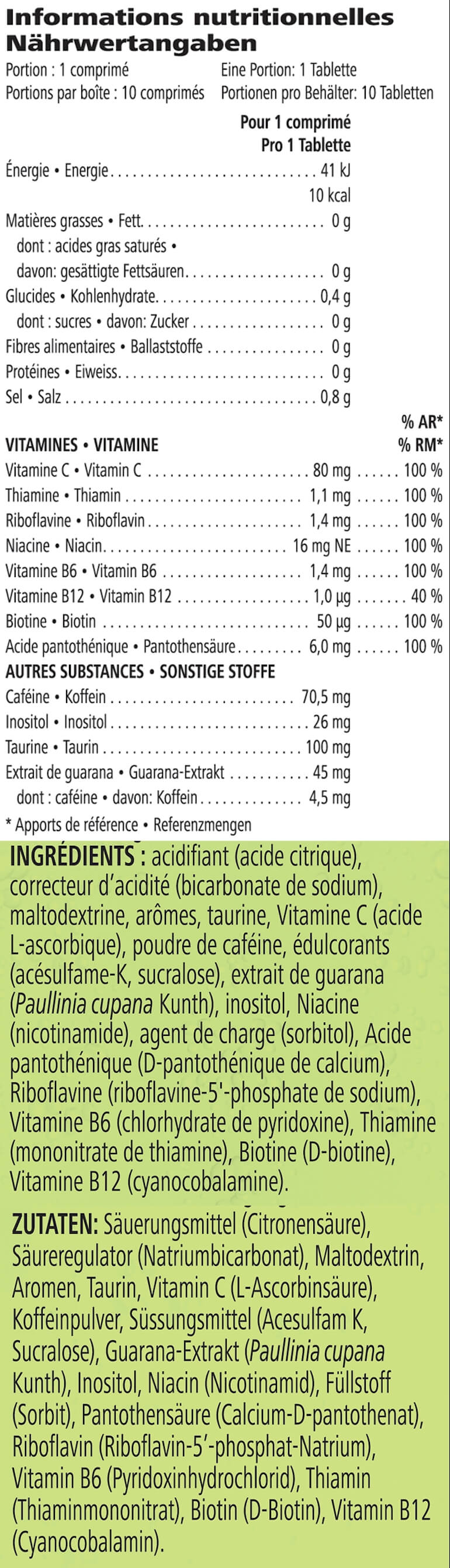 Zutaten Herbalife Liftoff Zitrone (ref: 3152)